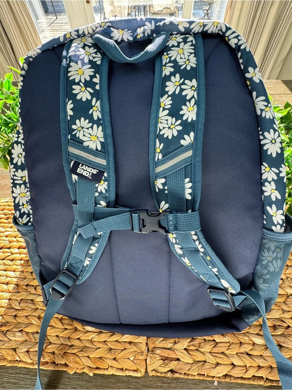 Lands' End Navy Daisy Backpack Set -Backpack, lunch box, pencil case